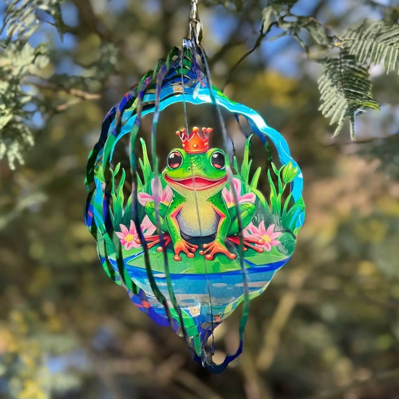 PUCPAM Frog Wind Spinner, 3D Hanging Stainless Steel Garden Spinner, Wind Spinner Hanging for Outdoor & Indoor Décor, Unique Gifts for Yard Garden Decoration or Patio Décor (Frog) - Image 2